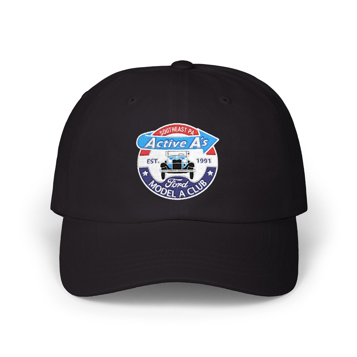 Ford Model A Club Distressed Logo Dad Cap (Embroidered) — Classic Vintage Car Hat