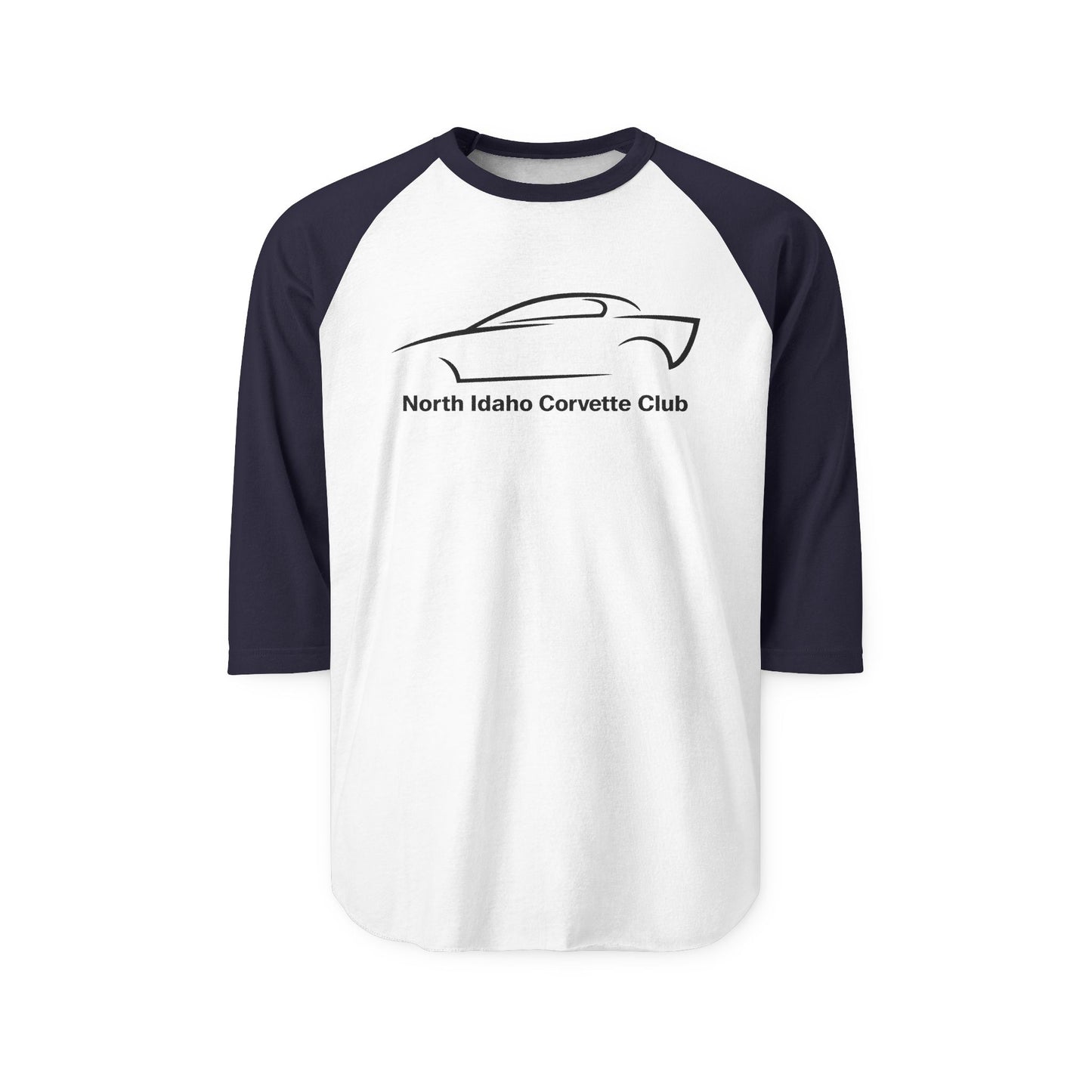 North Idaho Corvette Club Raglan Shirt — 3/4 Sleeve Car Club Tee