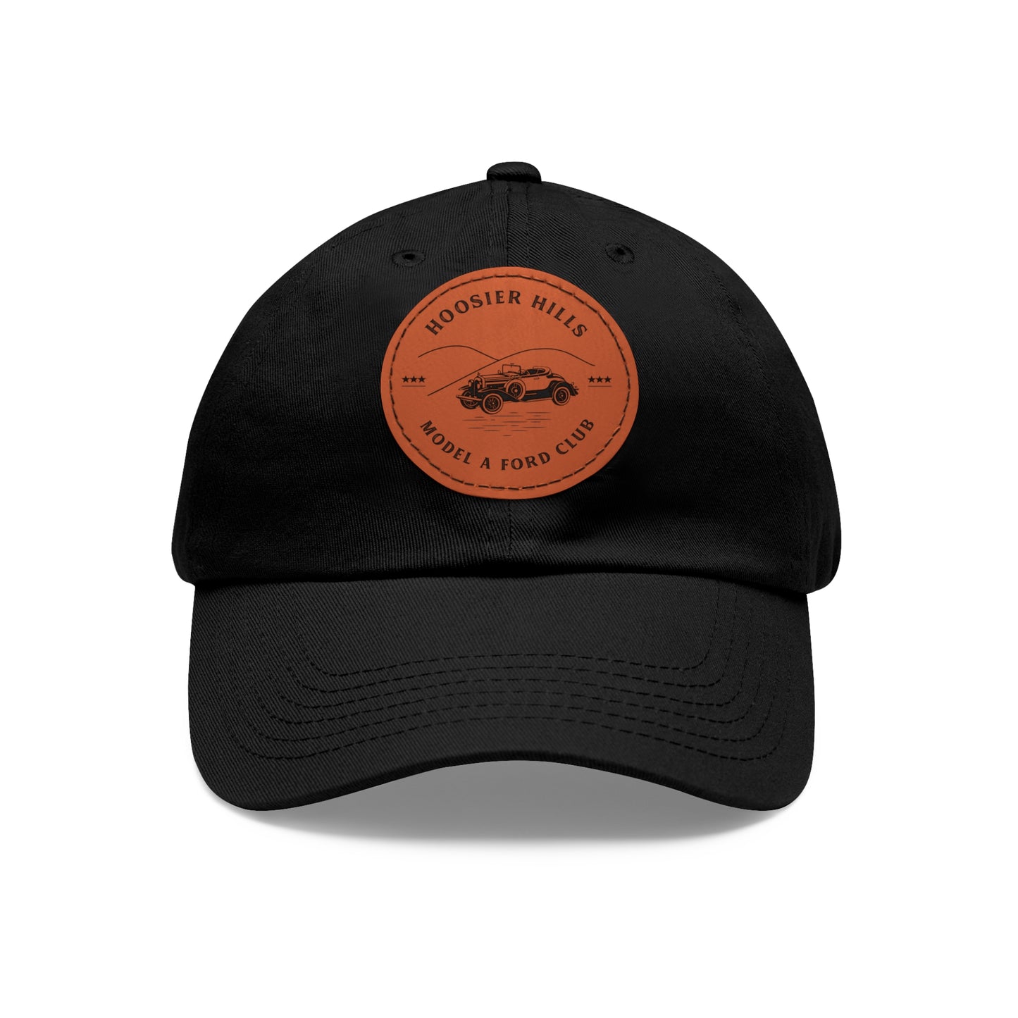 Hoosier Hill Model A Ford Club Dad Hat with Leather Patch (Round)