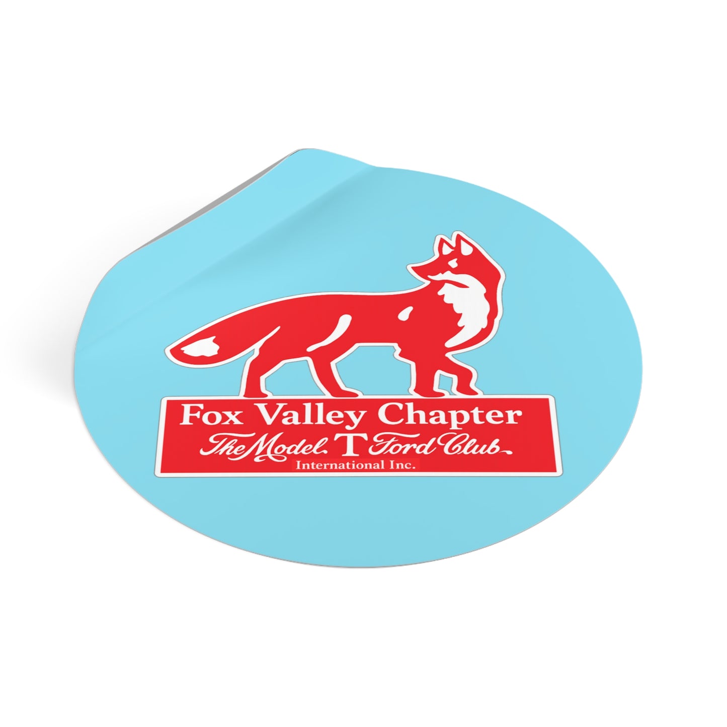 Fox Valley Chapter Model T Ford Club Round Vinyl Sticker — The Model T Ford Club Logo
