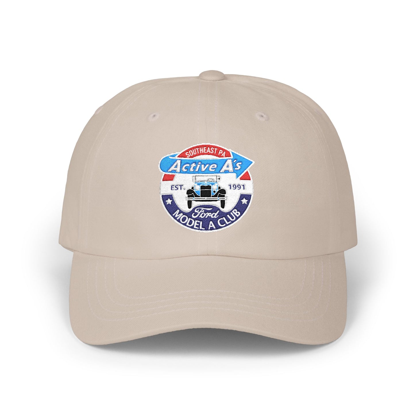Ford Model A Club Distressed Logo Dad Cap (Embroidered) — Classic Vintage Car Hat