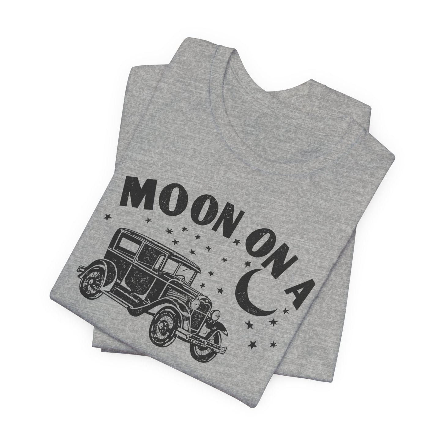 Moon On A Vintage Car T-Shirt — Retro Moon Graphic Tee