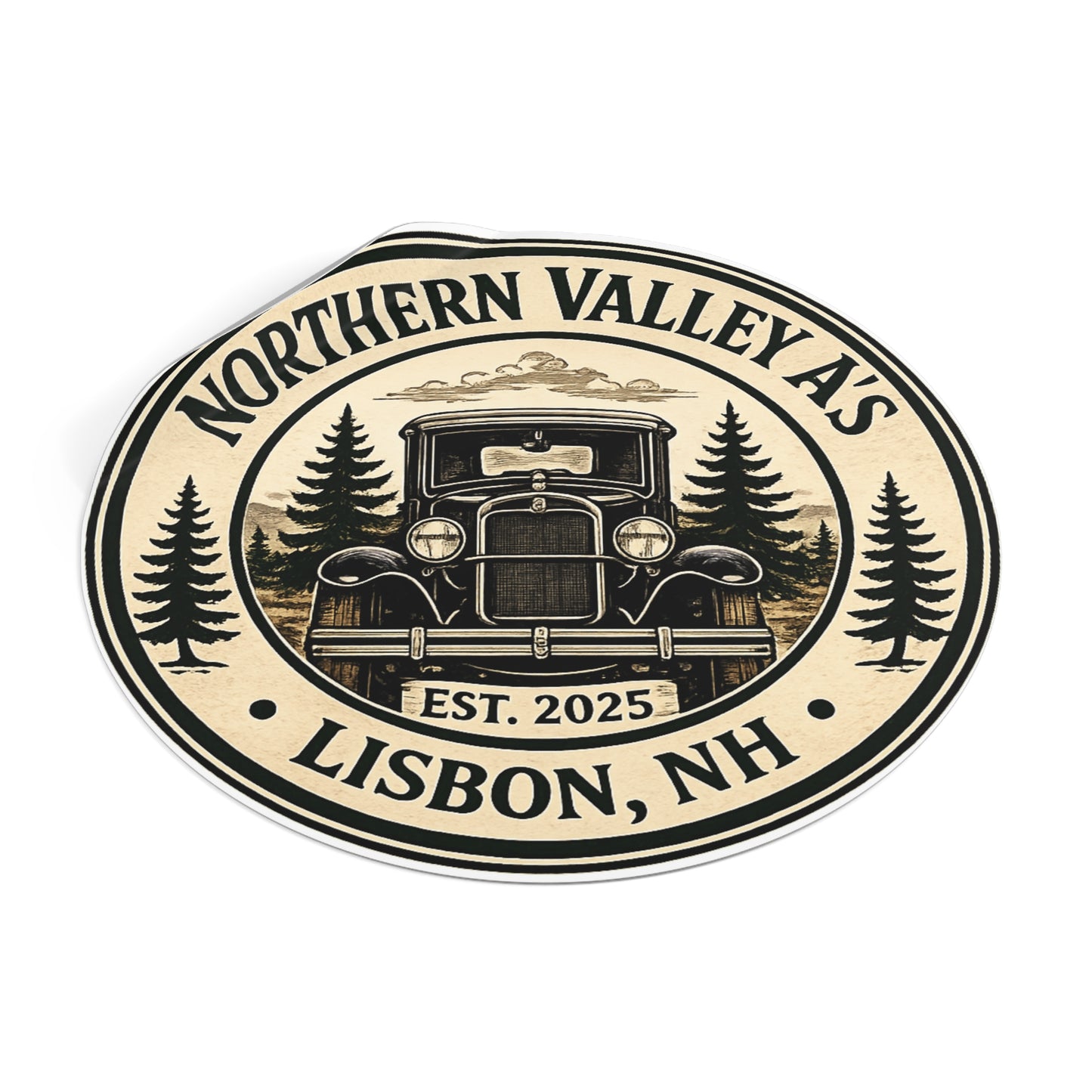 Northern Valley A’s Round Vinyl Sticker — Great for Car Windshields