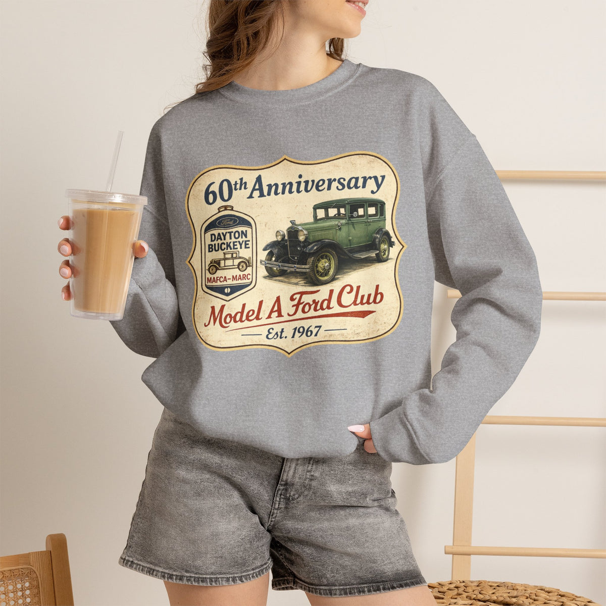 Dayton Buckeye Model A Ford Club 60th Anniversary Unisex Heavy Blend™ Crewneck Sweatshirt Gildan (SSG)