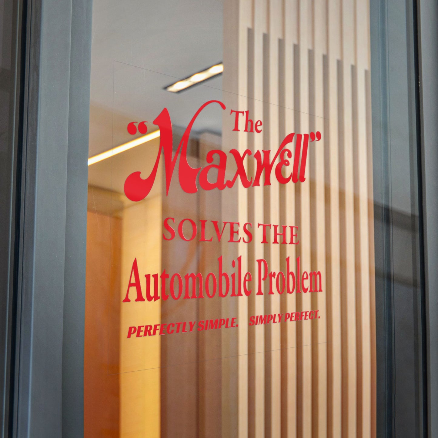 "The Maxwell" Solves the Automobile Problem — Die-Cut Sticker (Vintage Red Graphic)