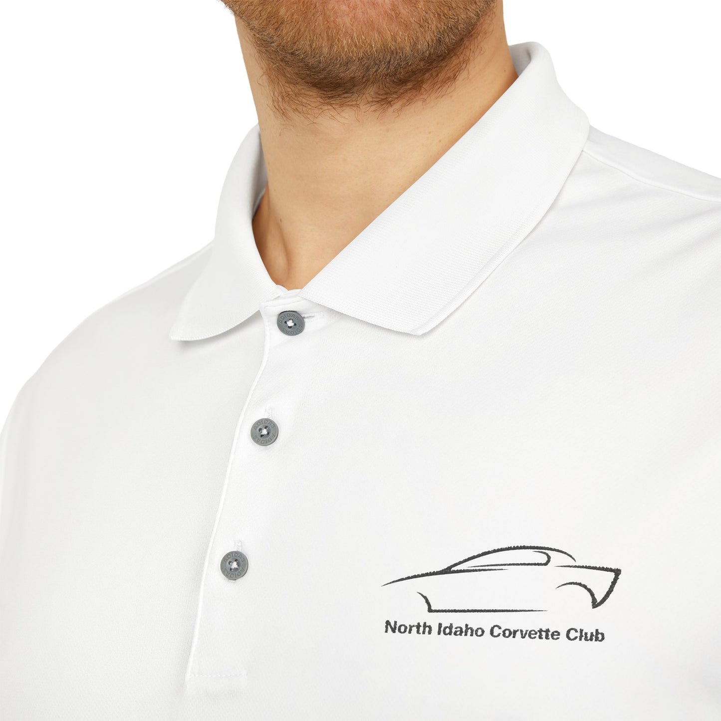 North Idaho Corvette Club Black Embroidered Polo — adidas Unisex Performance Polo