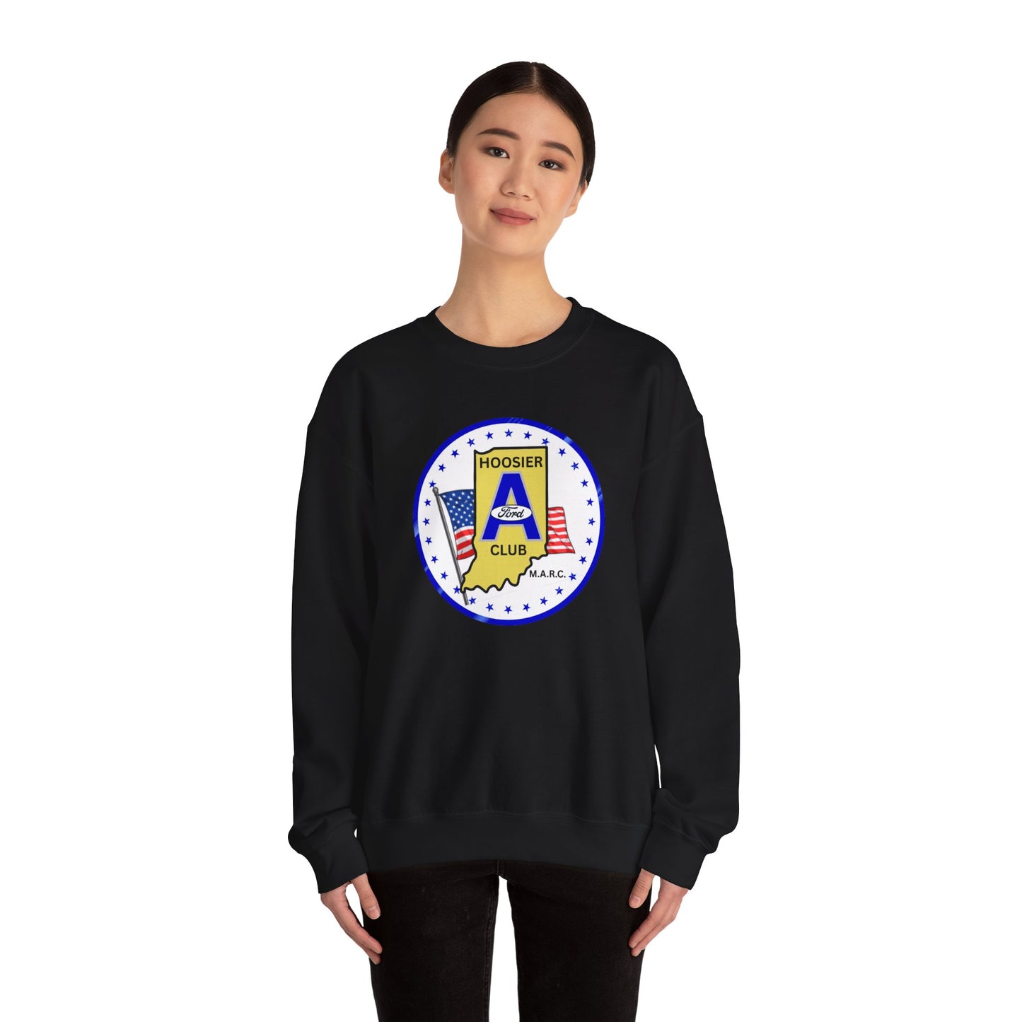 Hoosier A Ford Club Logo Sweatshirt — Indiana Flag Patch Crewneck