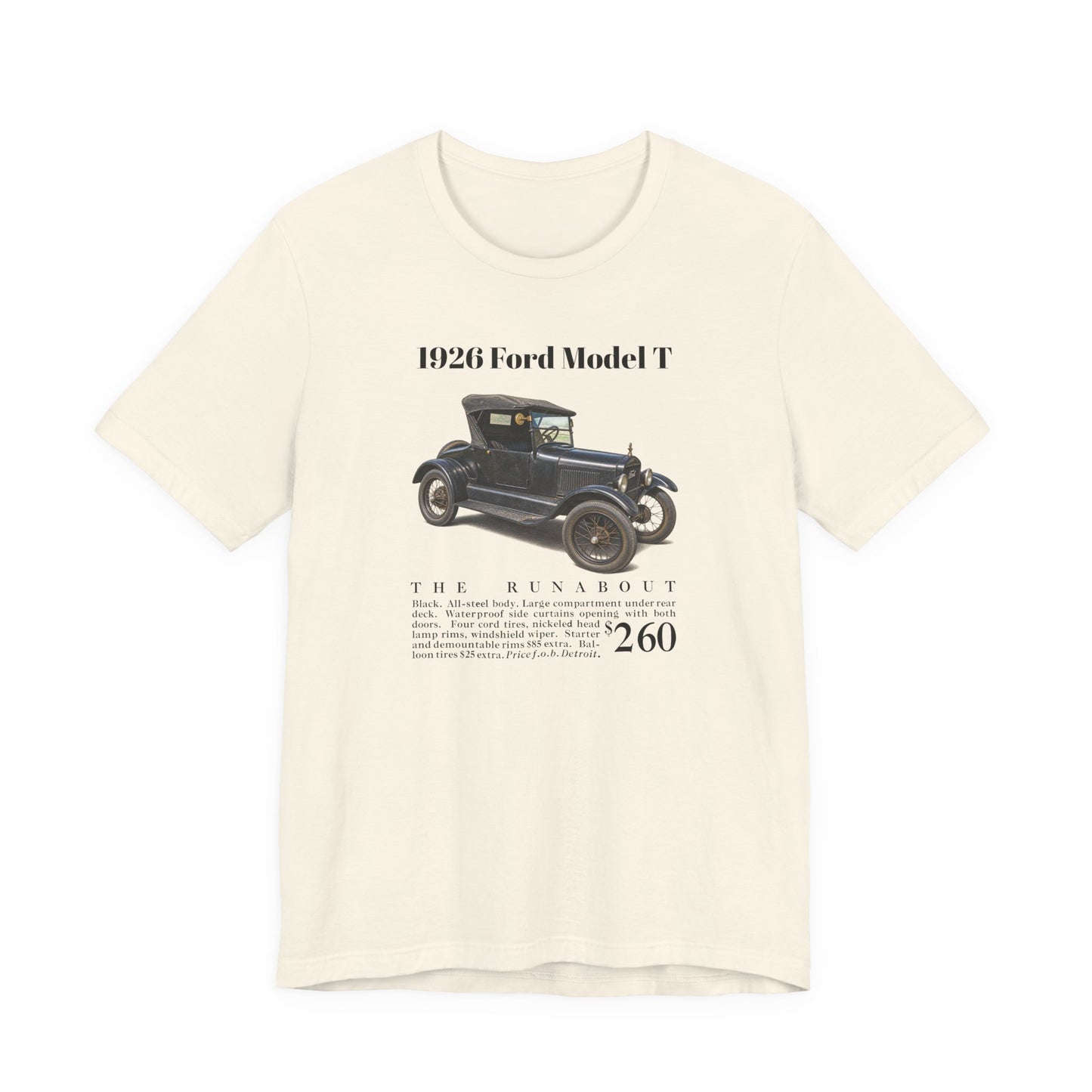 1926 Ford Model T Runabout Vintage Car Tee — Unisex Jersey Short Sleeve Tee
