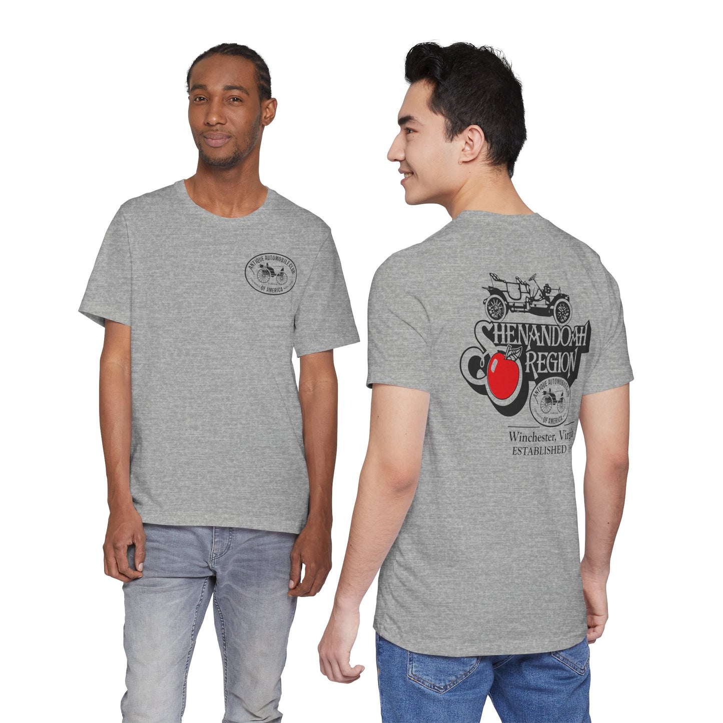 Shenandoah Region AACA Winchester VA Tee - Small AACA Logo Front and Large Shenandoah Region AACA Logo on Back