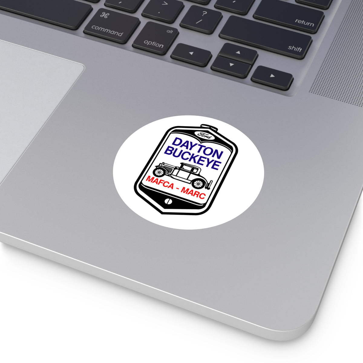 Dayton Buckeye Vintage Car Round Vinyl Sticker — MAFCA/MARC Classic Ford Decal
