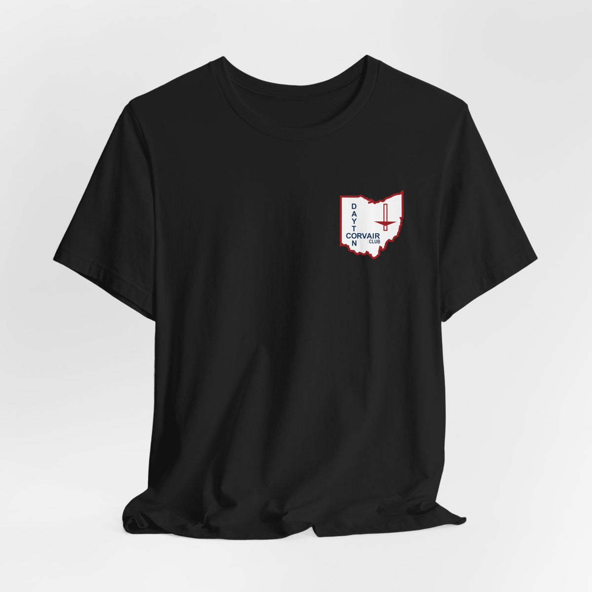 Dayton Corvair Club T-Shirt Unisex Jersey Short Sleeve Tee - Front and Back Logos
