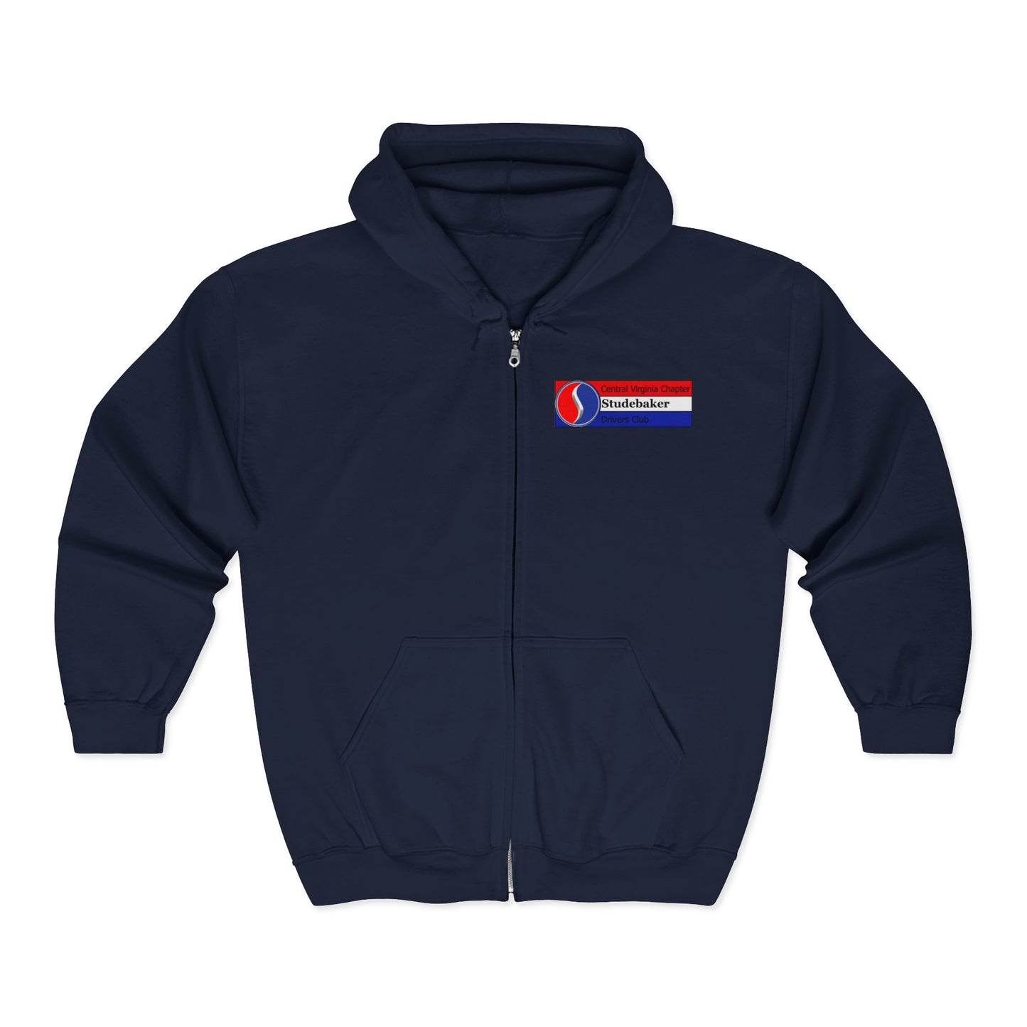 Central Virginia Chapter Studebaker Drivers Club Printed Zip Hoodie — Logo on Front and Back