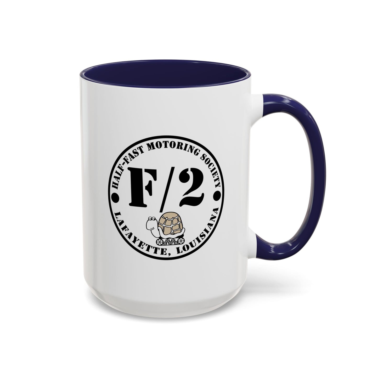 F/2 Half-Fast Motoring Society Accent Coffee Mug — Lafayette, Louisiana Emblem (11/15oz)