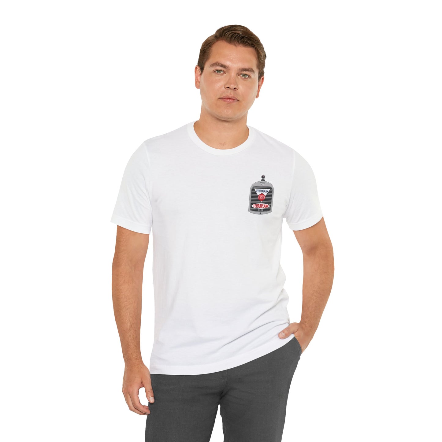 Hudson Essex Terraplane Club Small Chest Logo — Unisex Jersey Short Sleeve Tee