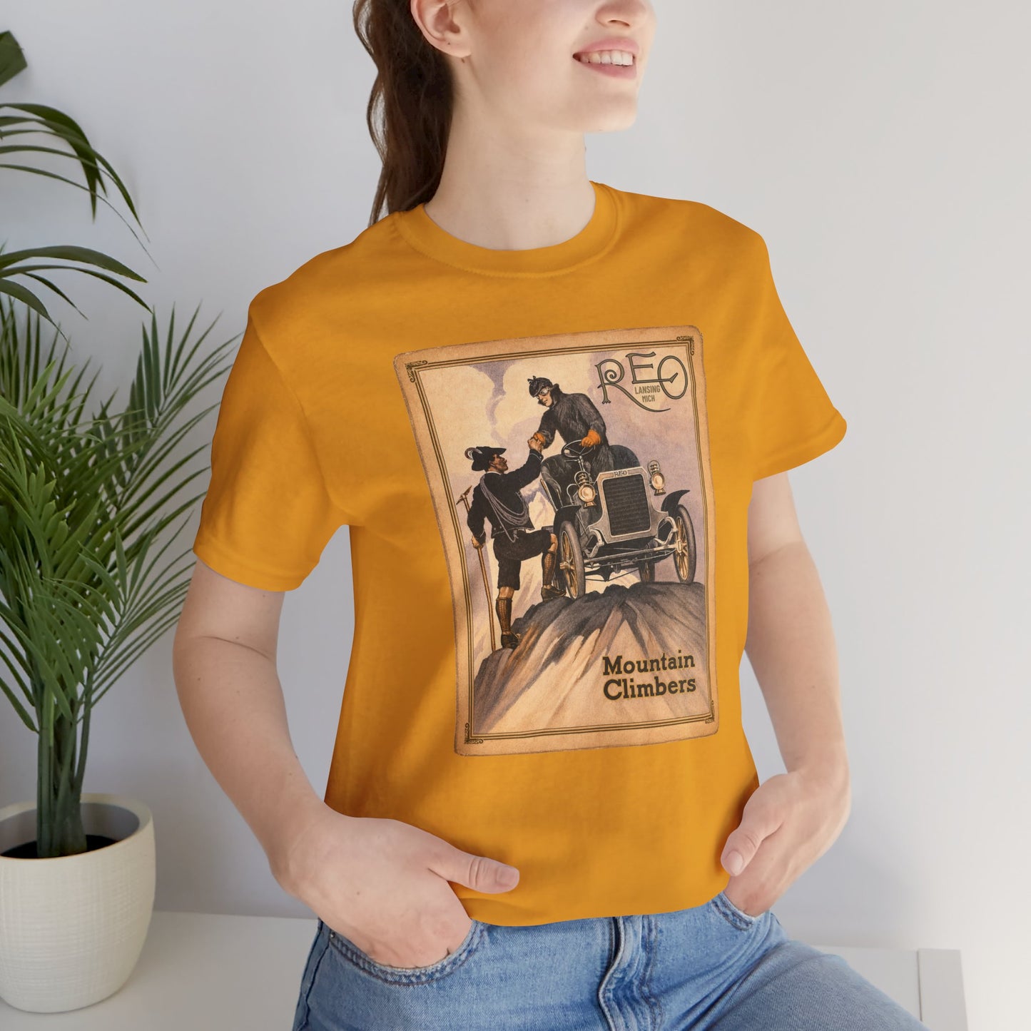 REO Lansing Michigan Mountain Climbers T-Shirt - Unisex Soft Short Sleeve Tee