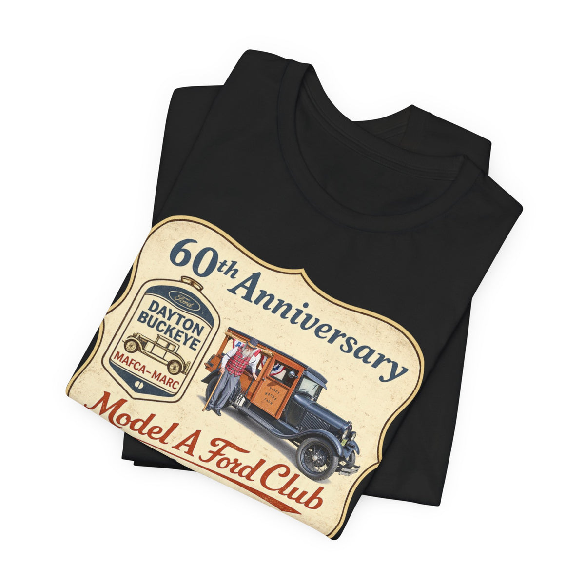 Dayton Buckeye Model A Ford Club 60th Anniversary Tee (Piney Wood Farm) - Unisex Soft Short Sleeve Tee