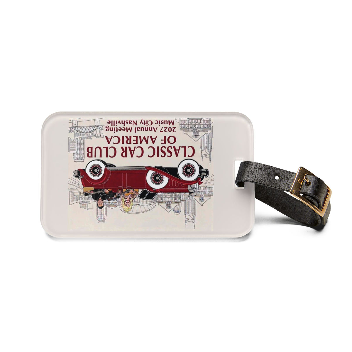 Classic Car Club of America Luggage Tag — Vintage Red Roadster Travel ID