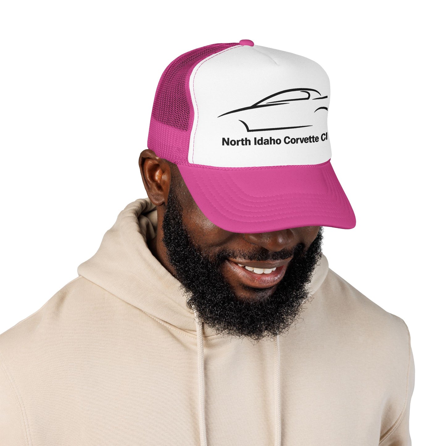 North Idaho Corvette Club Printed Trucker Hat – Classic Car Outline Foam Cap
