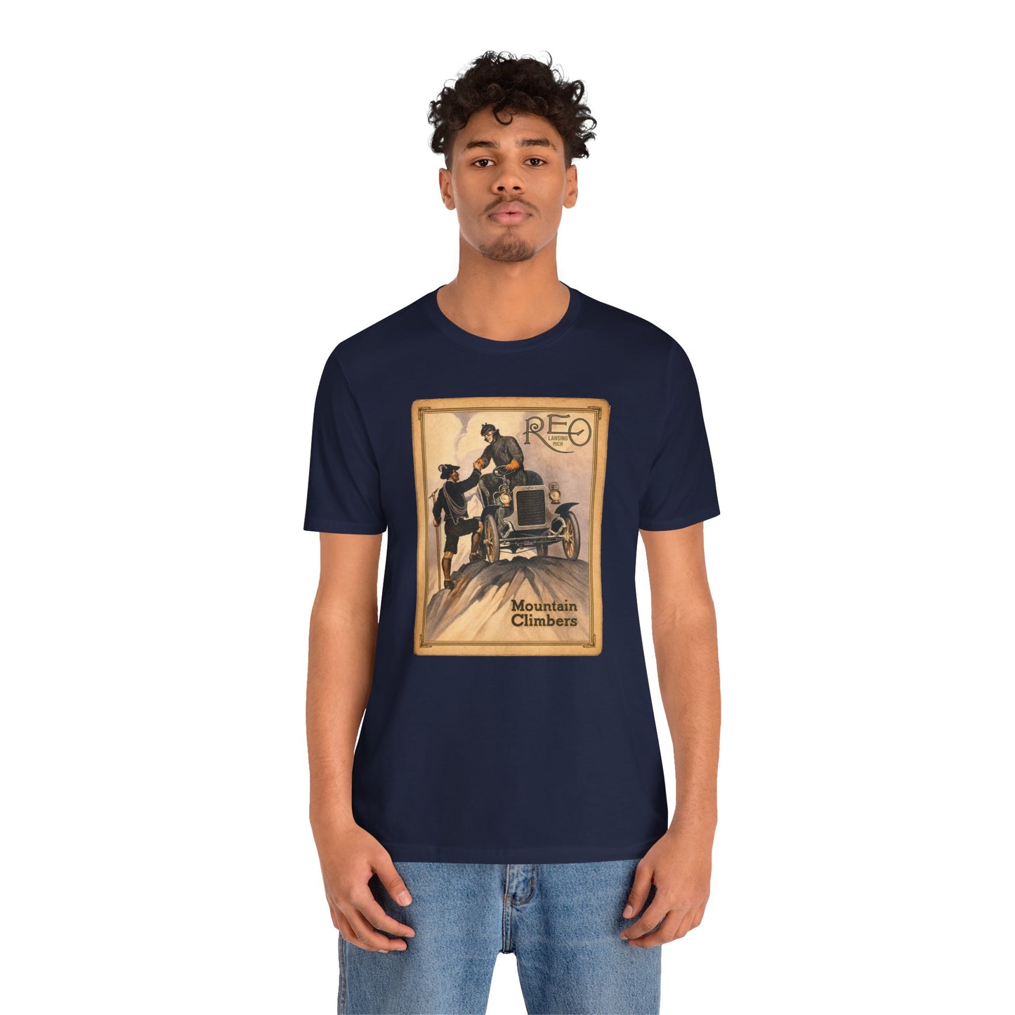 REO Lansing Michigan Mountain Climbers T-Shirt - Unisex Soft Short Sleeve Tee