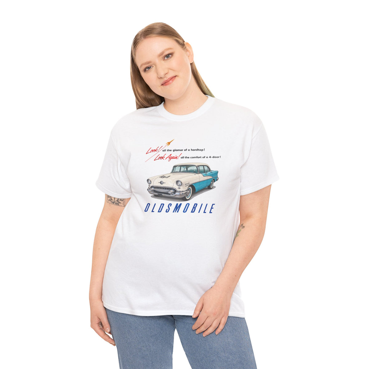 Oldsmobile Retro 1950s Cruiser Graphic T-Shirt - Unisex Heavy Cotton Tee (TeresaT)