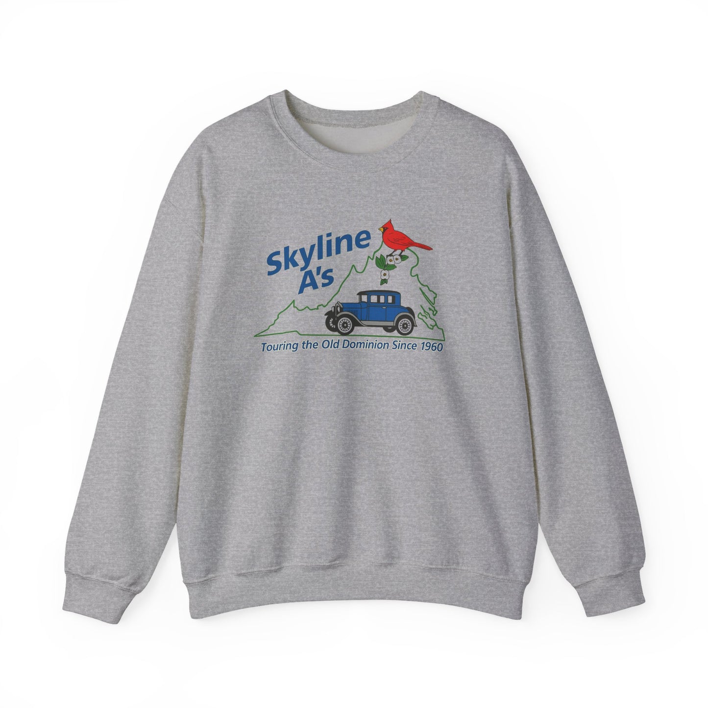 Skyline A's Crewneck Sweatshirt – Vintage Roadtrip Cardinal Tour Design