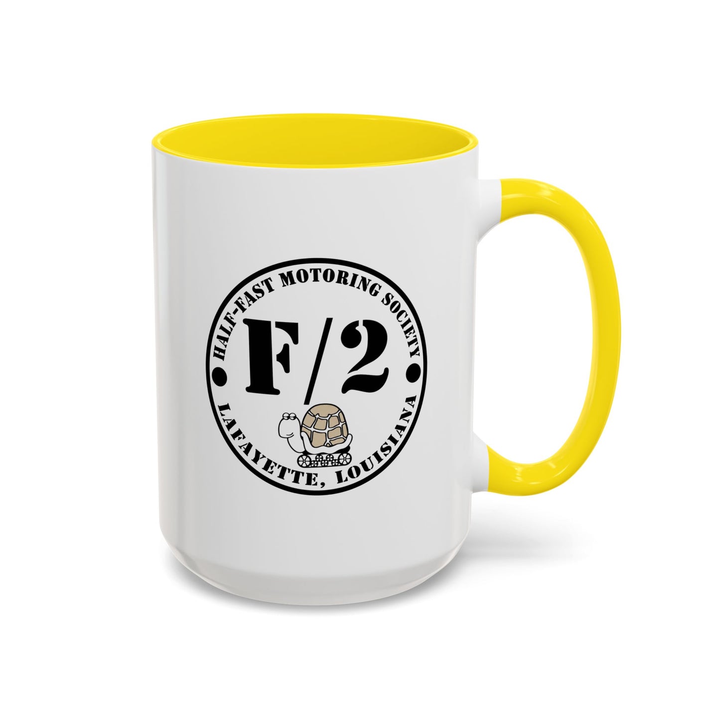 F/2 Half-Fast Motoring Society Accent Coffee Mug — Lafayette, Louisiana Emblem (11/15oz)