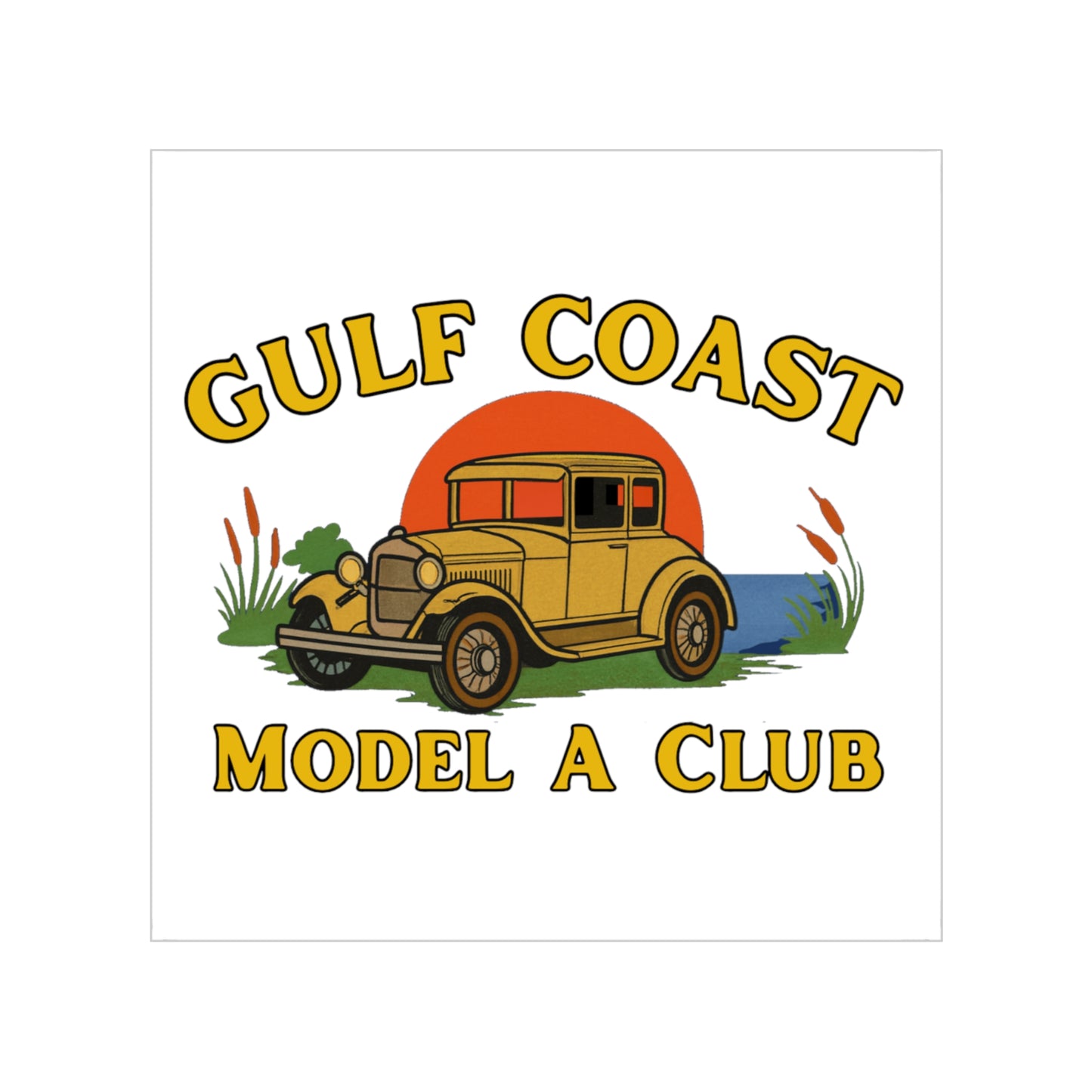 Gulf Coast Model A Club Vintage Car Sticker — Transparent Outdoor Square