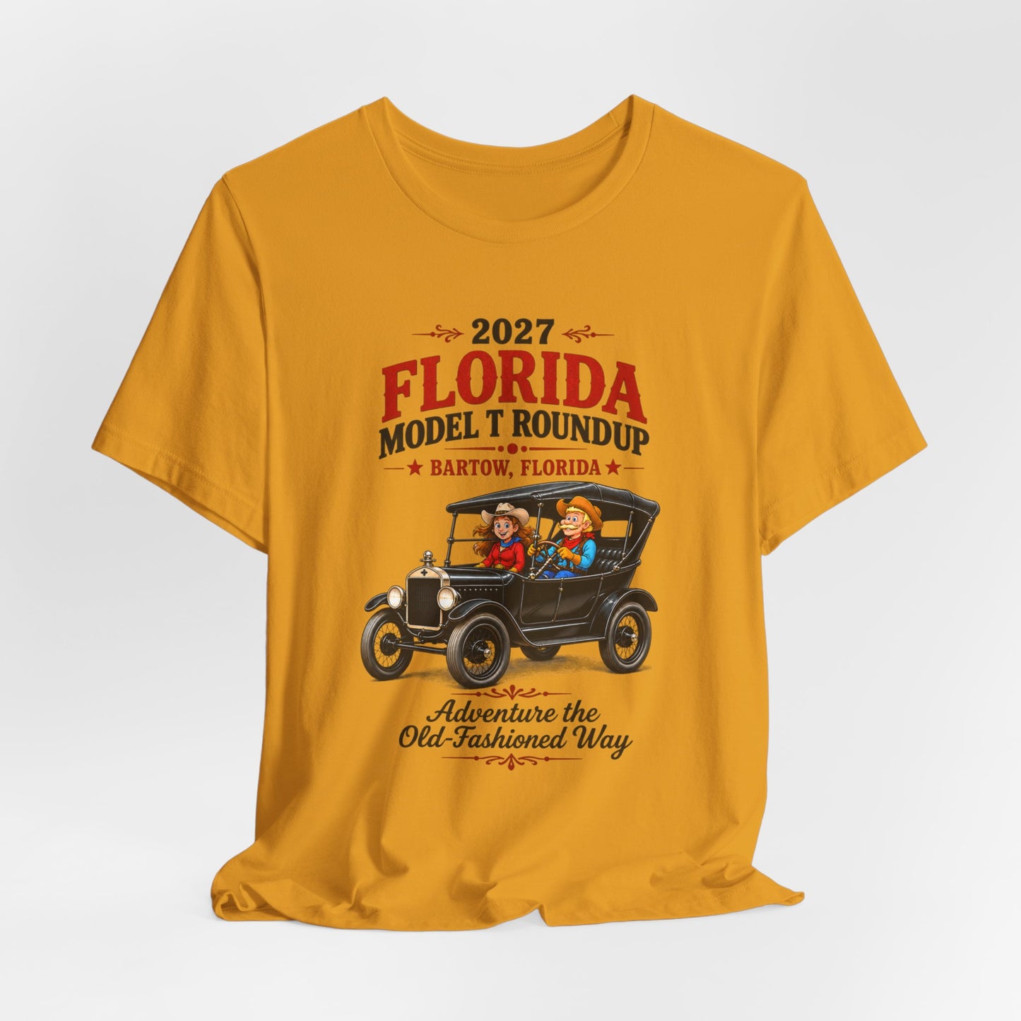 Florida Model T Roundup 2027 Soft-Style T-Shirt — Front Graphic