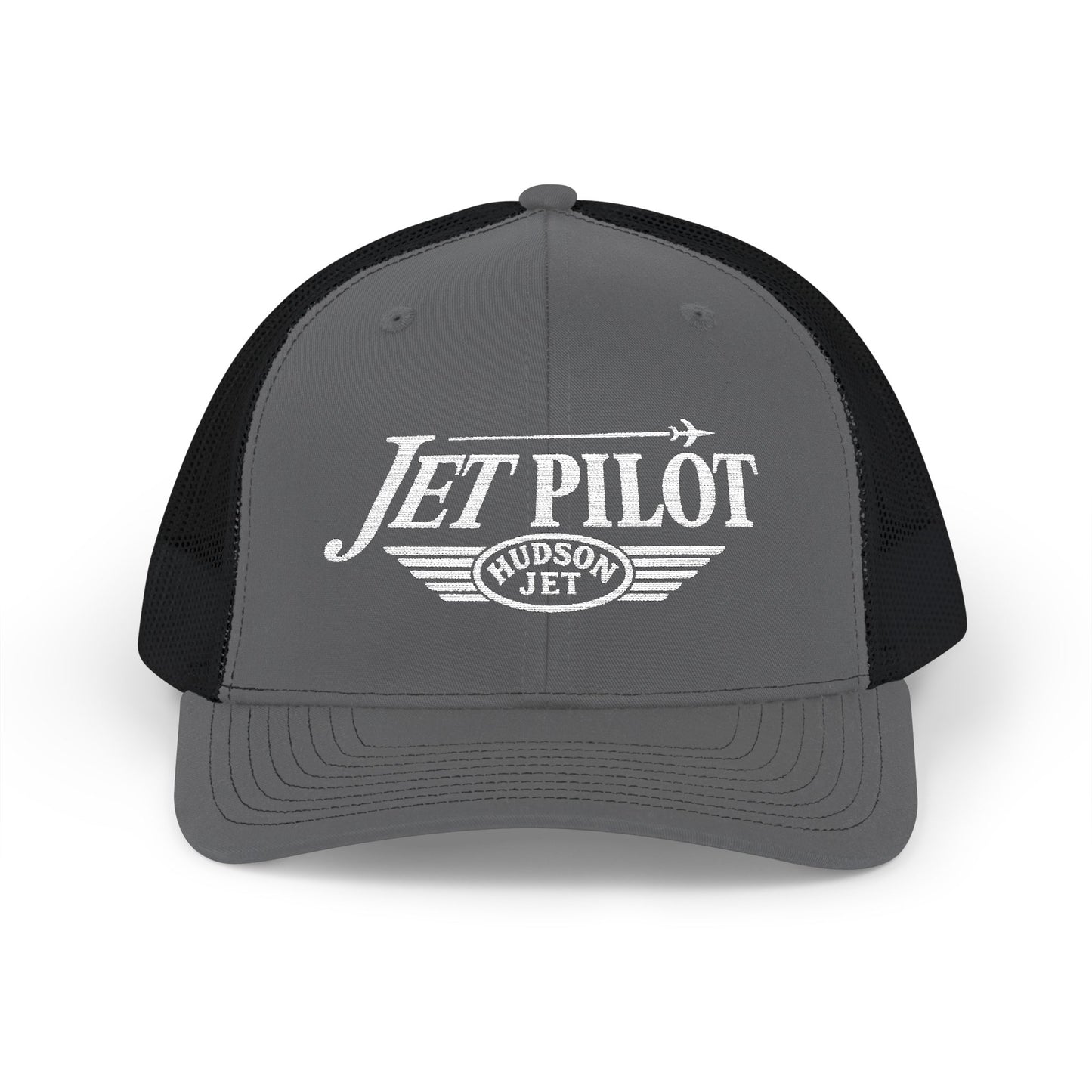 Jet Pilot Embroidered Snap Back Trucker Cap — Richardson 112 Snapback Hat