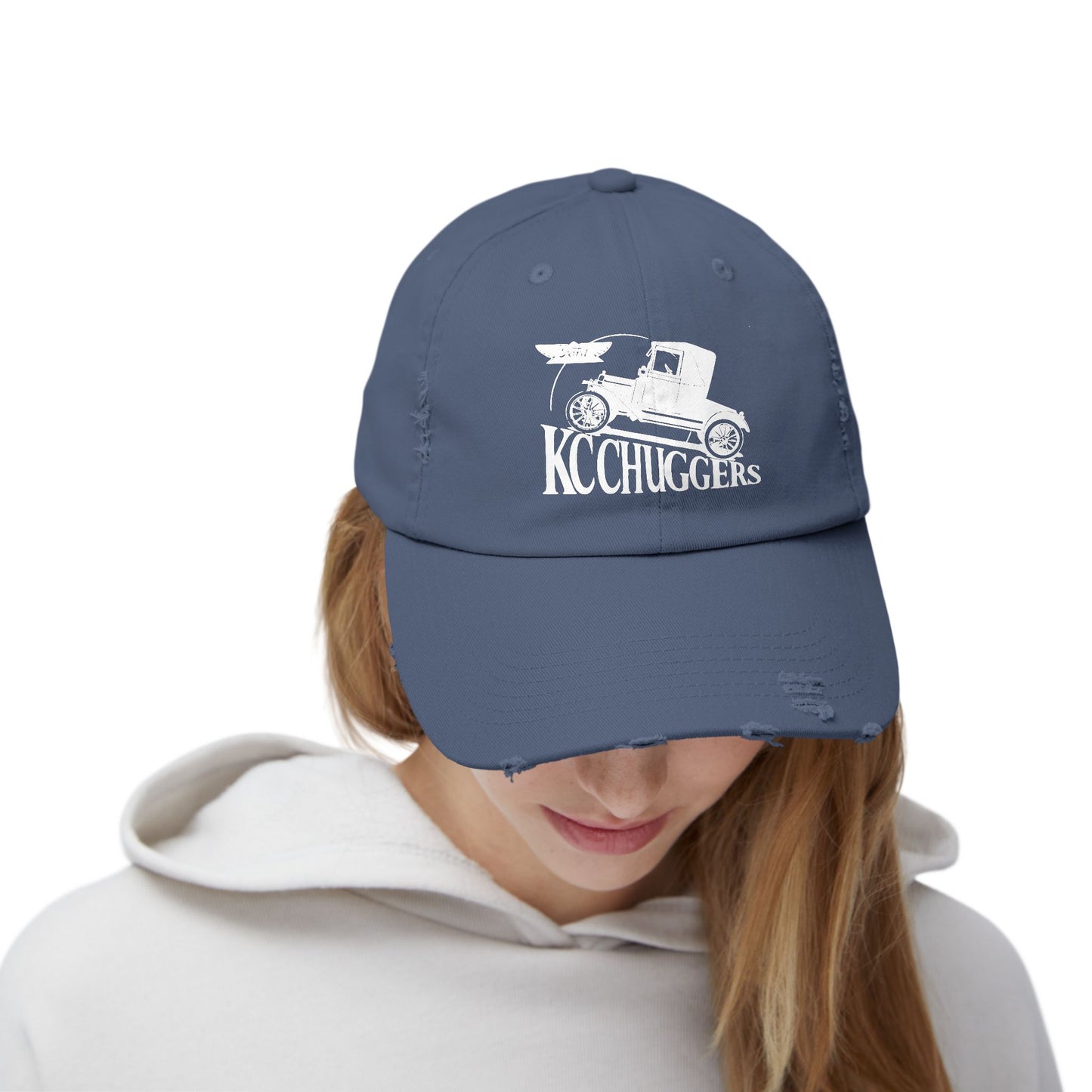 Distressed Logo Cap — KC Chuggers Vintage-Style Black Baseball Hat