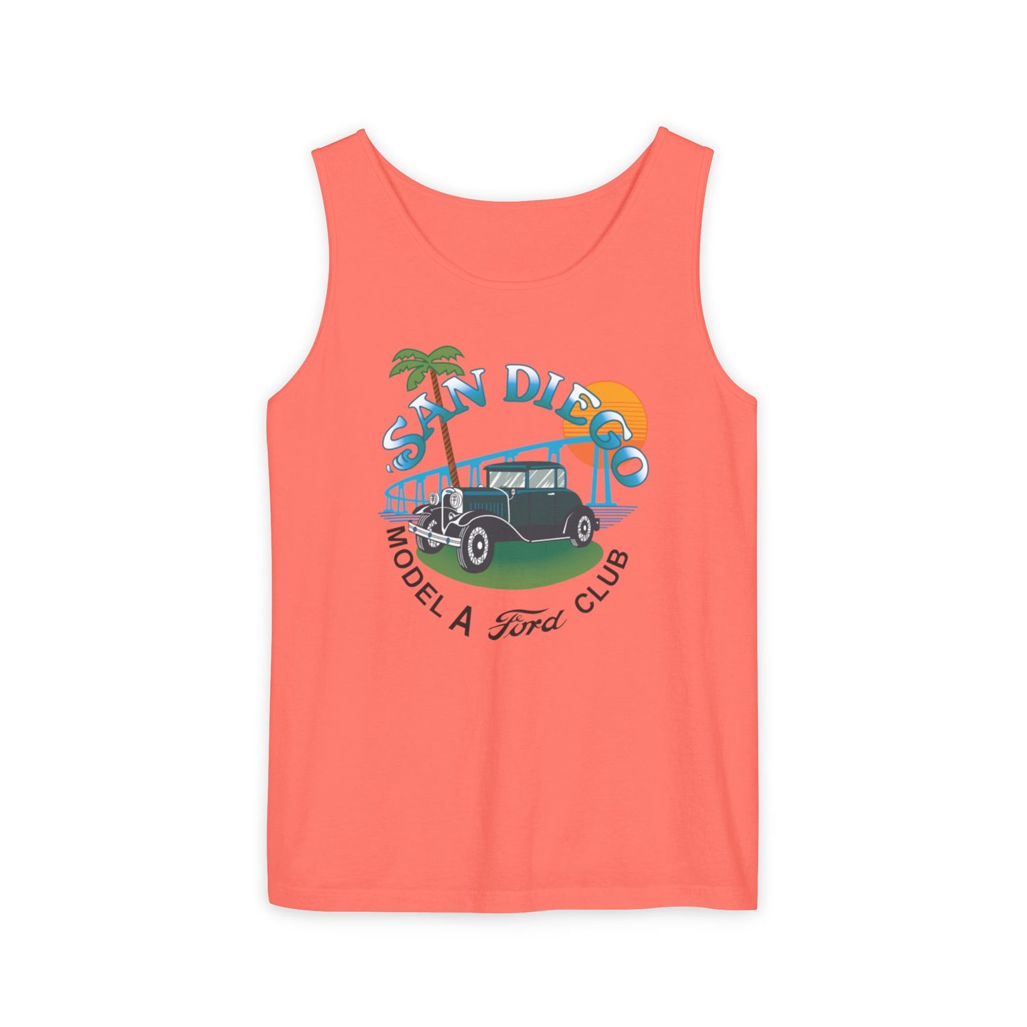 San Diego Model A Ford Club Tank Top — Unisex Garment-Dyed Tank Top