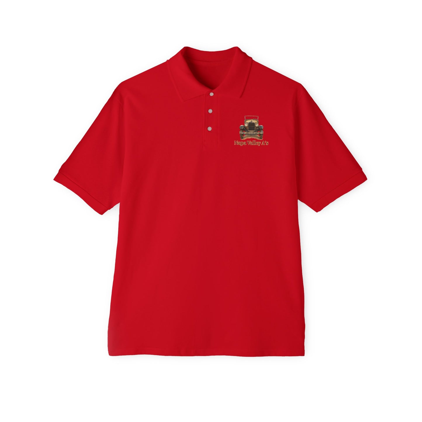 Napa Valley A's Classic Cotton Polo - Small Chest Logo and Large Back Logo