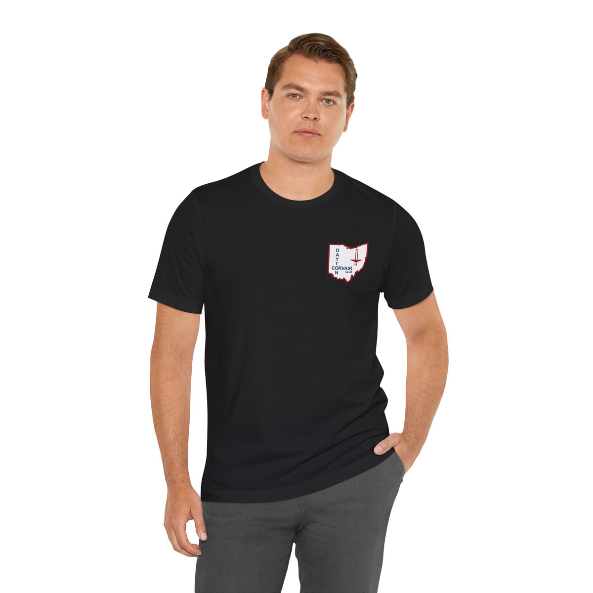 Dayton Corvair Club Unisex Jersey Short Sleeve Tee - Small Front Logo