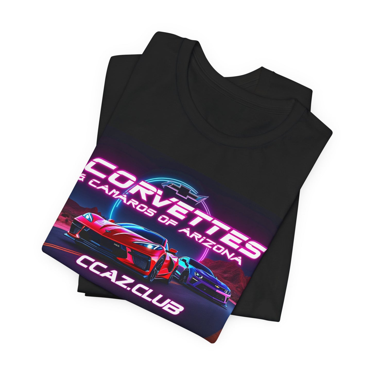 Corvettes & Camaros of Arizona Tee — CCAZ Club Retro Neon Car Shirt