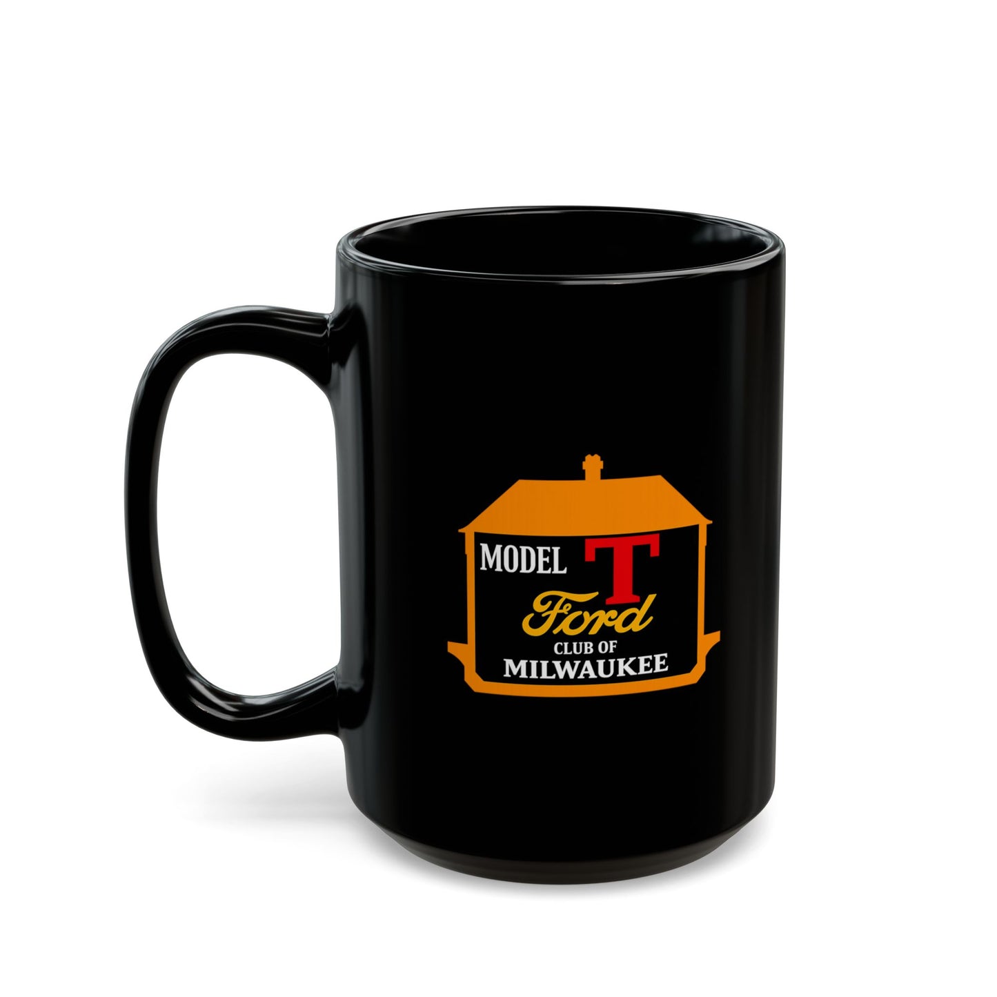 Greater Milwaukee Model T Ford Club Black Ceramic Mug – Vintage Car Club Logo (11oz, 15oz)