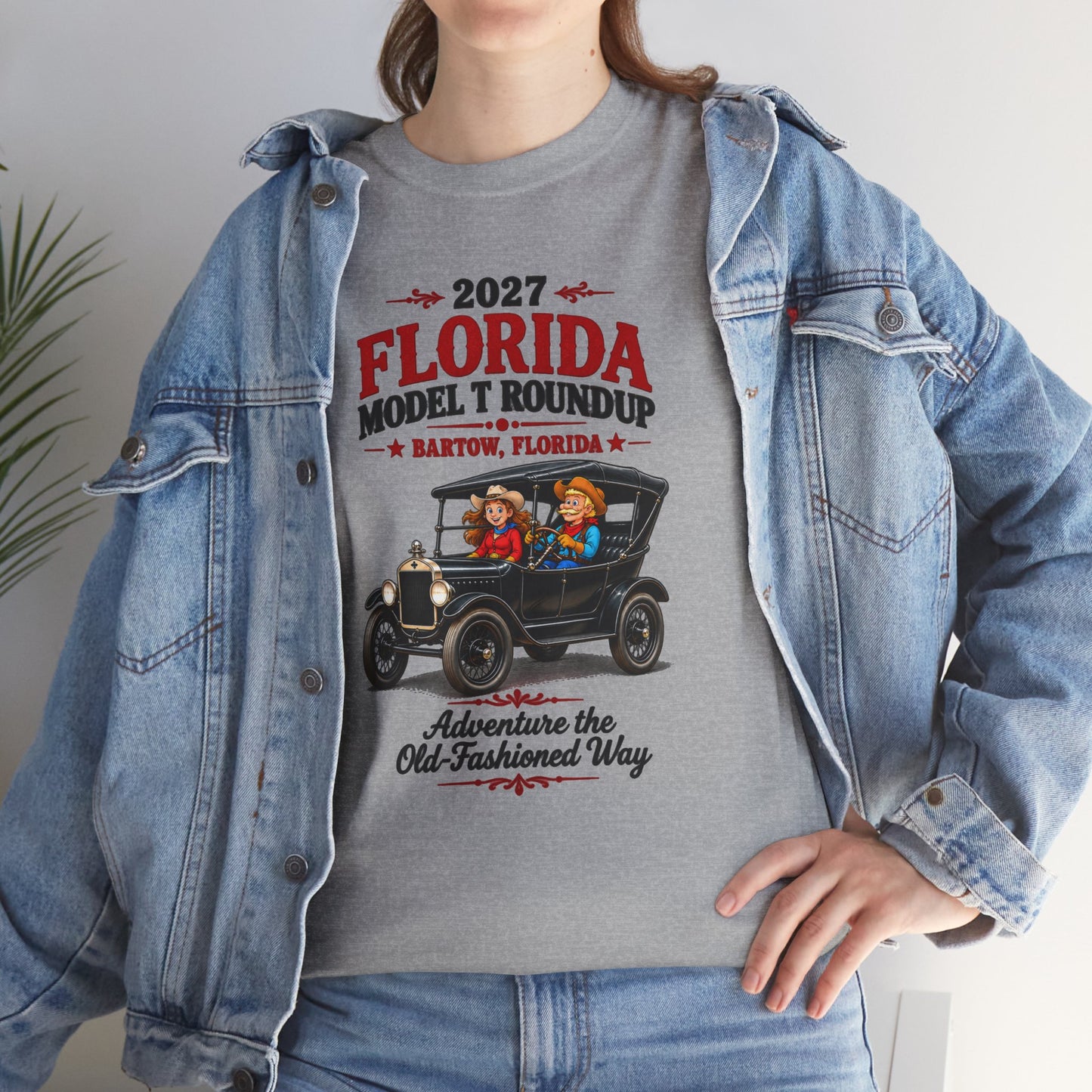 Florida Model T Roundup 2027 T-Shirt — Unisex Heavy Cotton Tee