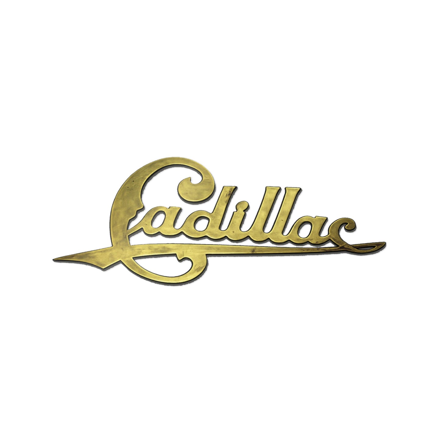 Cadillac Script Logo Die-Cut Sticker — Retro Gold Car Emblem Decal