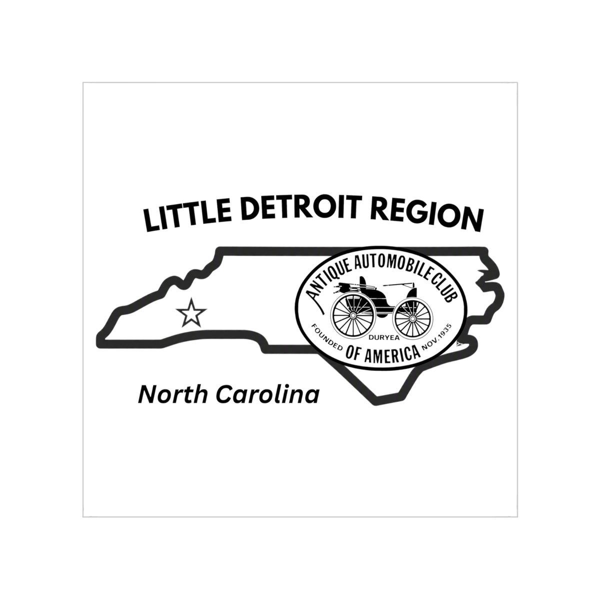 Little Detroit Region AACA Transparent Outdoor Sticker — Great for Windshields!