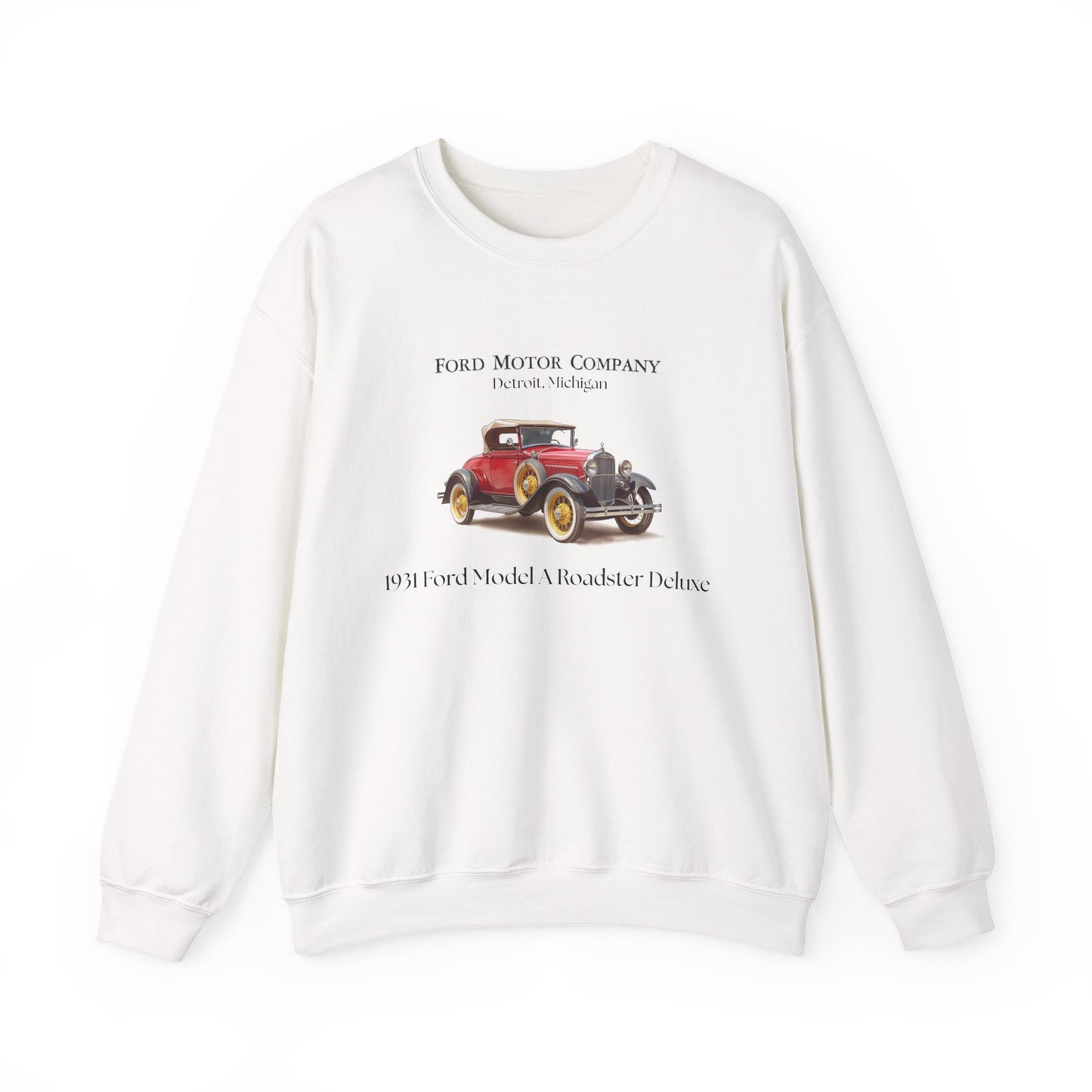 1931 Ford Model A Roadster Deluxe Sweatshirt – Vintage Car Graphic Crewneck