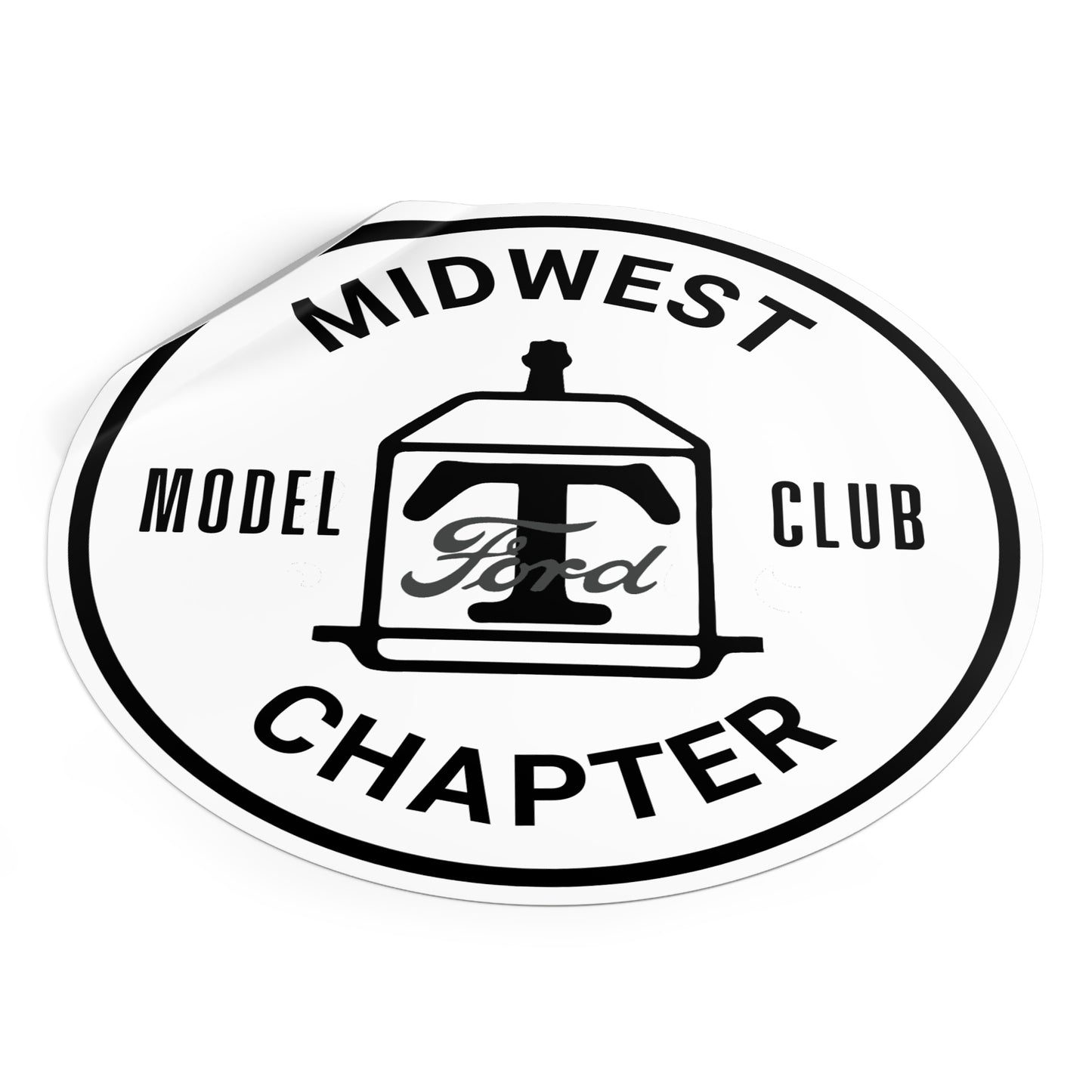 Midwest Chapter - The Model T Ford Club Round Vinyl Sticker — Vintage Car Decal