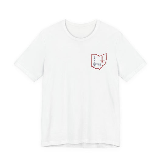 Dayton Corvair Club T-Shirt Unisex Jersey Short Sleeve Tee - Front and Back Logos