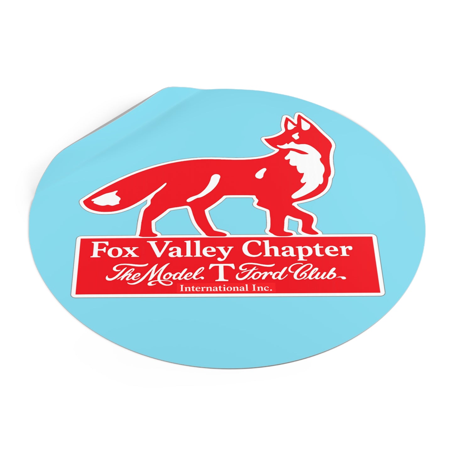 Fox Valley Chapter Model T Ford Club Round Vinyl Sticker — The Model T Ford Club Logo