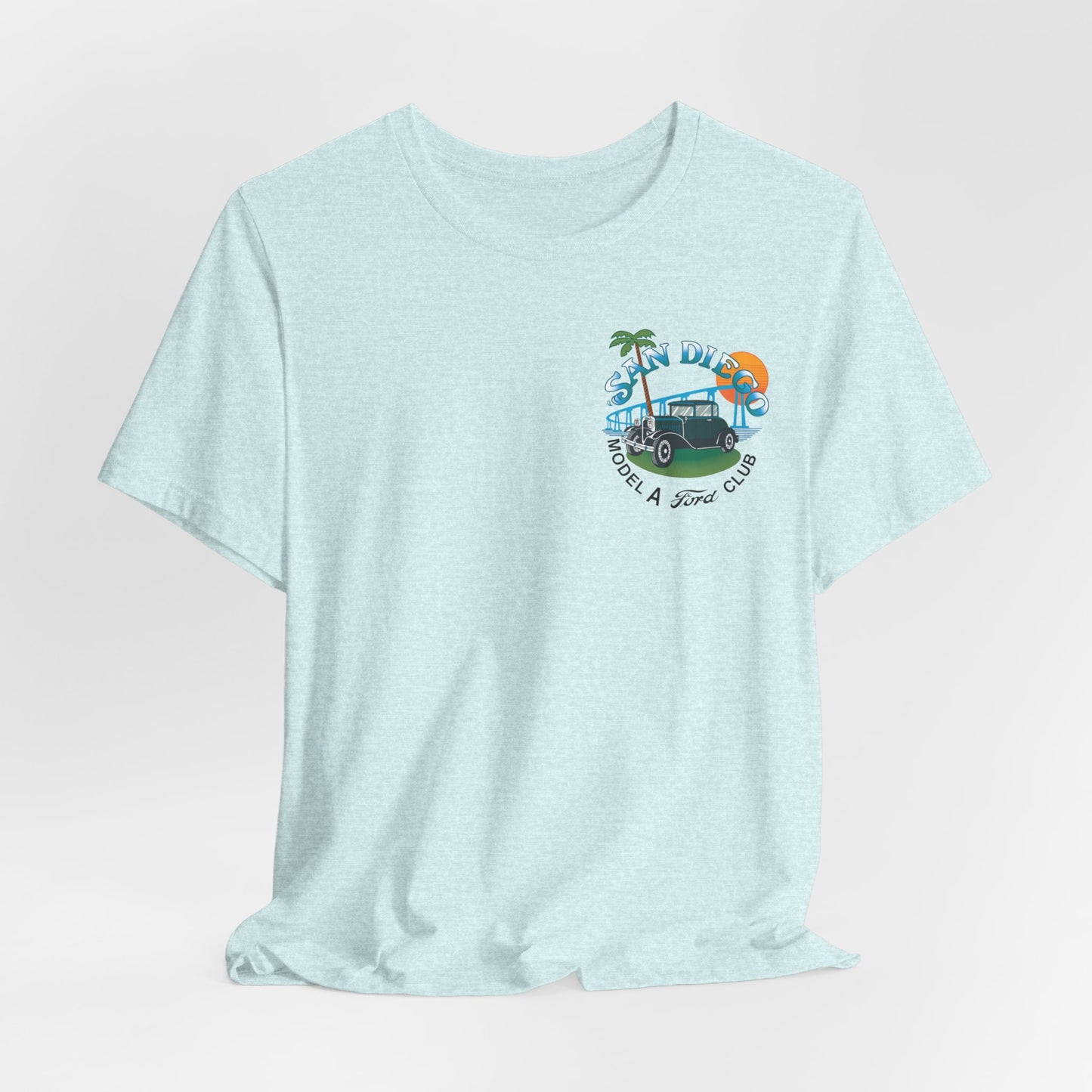 San Diego Model A Ford Club Tee — Small Logo on Chest and Large Logo on Back