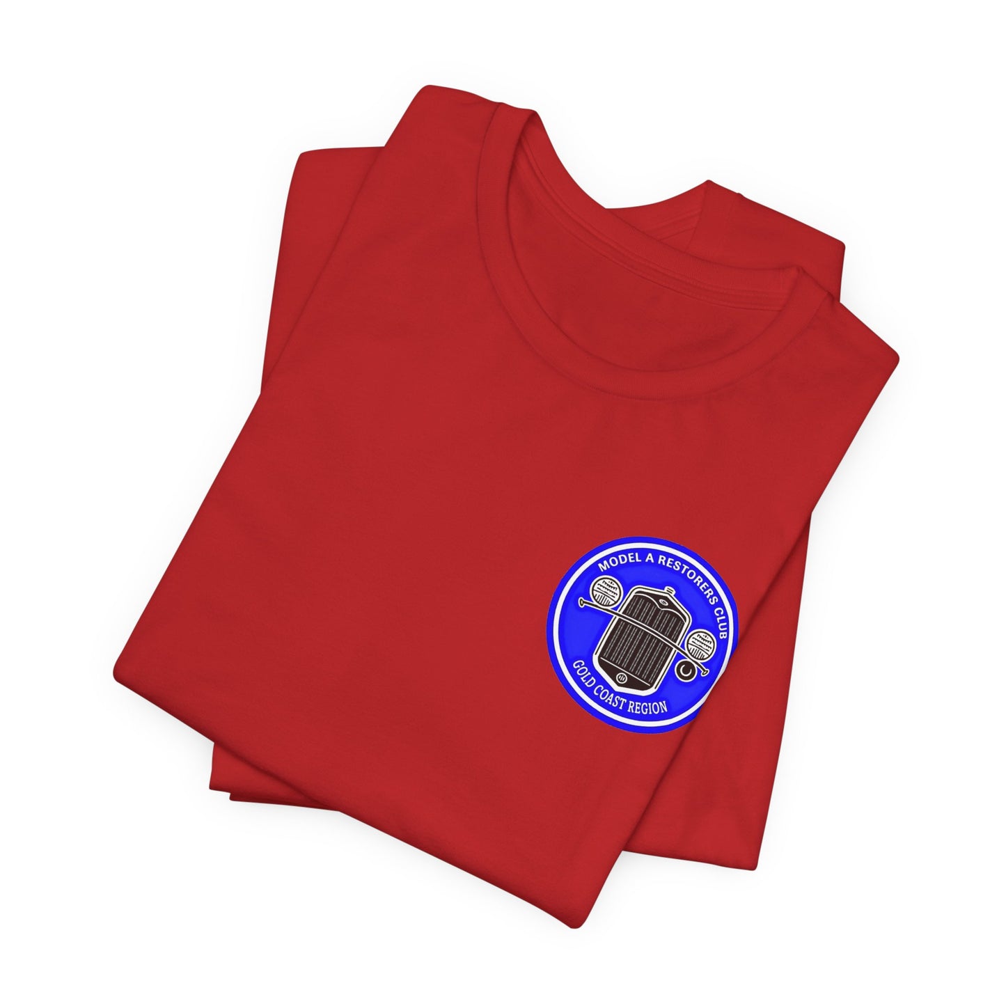 Gold Coast Region Model A Restorers Club T‑Shirt (small logo on front & large logo on back)