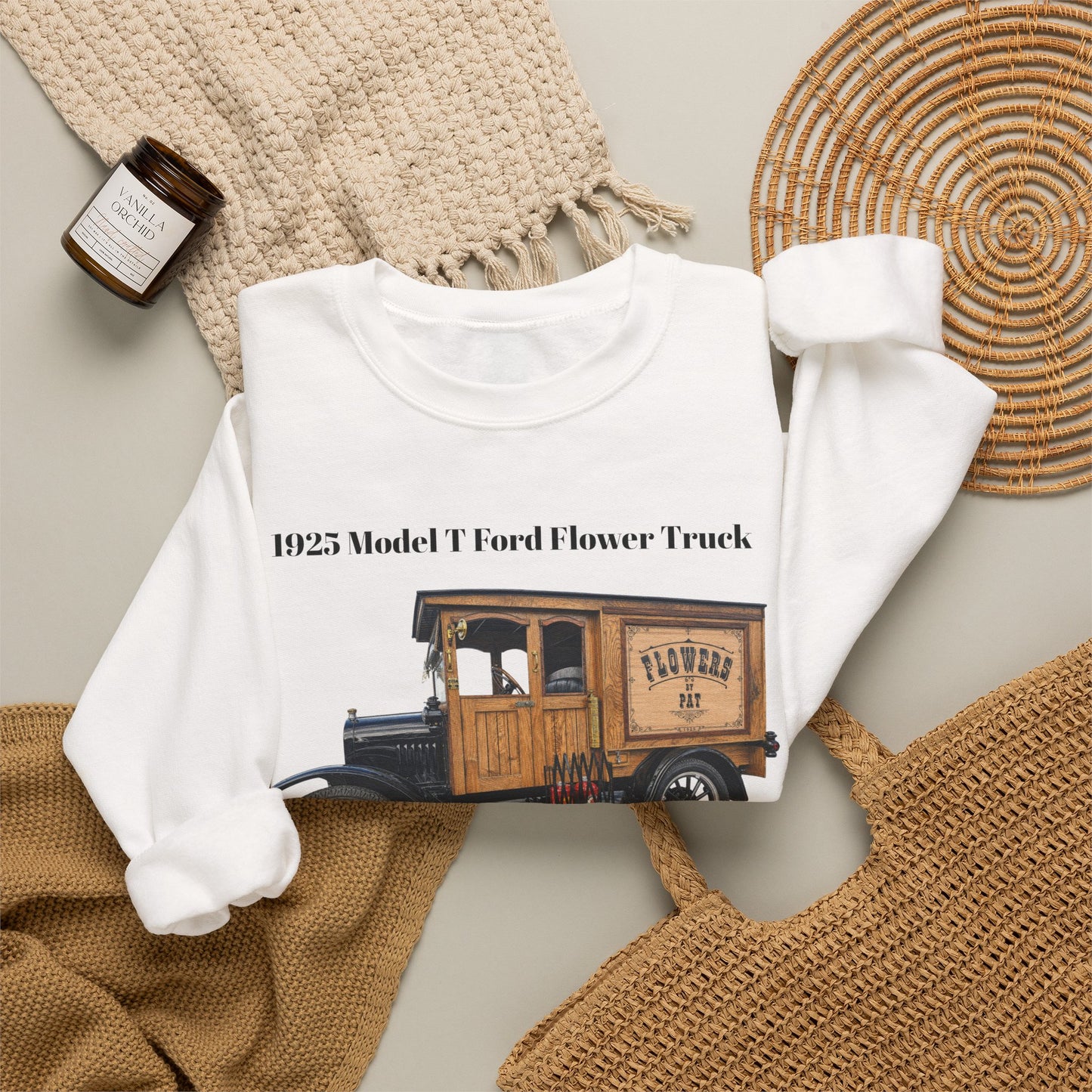 1925 Model T Ford Flower Delivery Truck Sweatshirt (DanS) - Unisex Heavy Blend™ Crewneck Sweatshirt