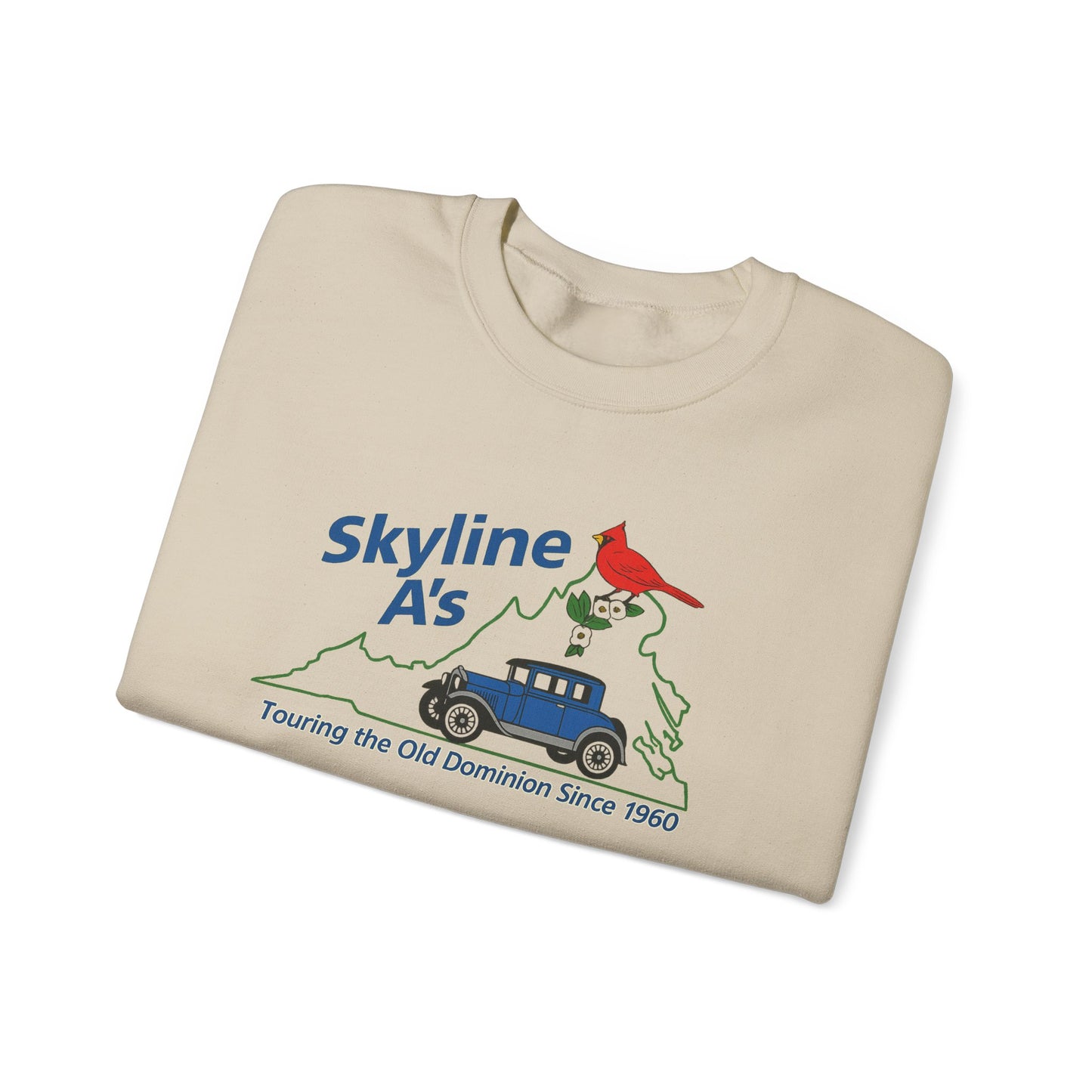 Skyline A's Crewneck Sweatshirt – Vintage Roadtrip Cardinal Tour Design