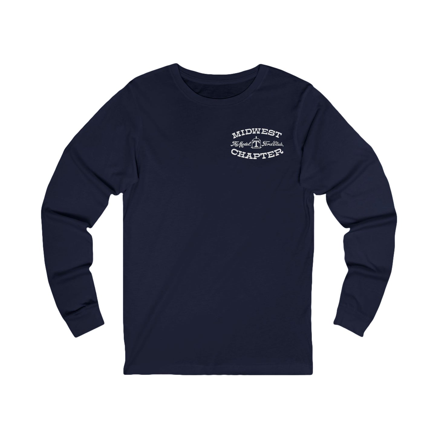 Midwest Chapter - The Model T Ford Club (front and back logos) Unisex Long Sleeve Tee | Casual Comfort for Model T Enthusiasts