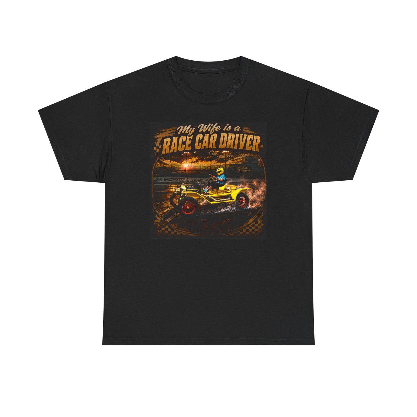 Race Car Driver Queen T-Shirt — "My Wife Is a Race Car Driver" Vintage Racing Tee