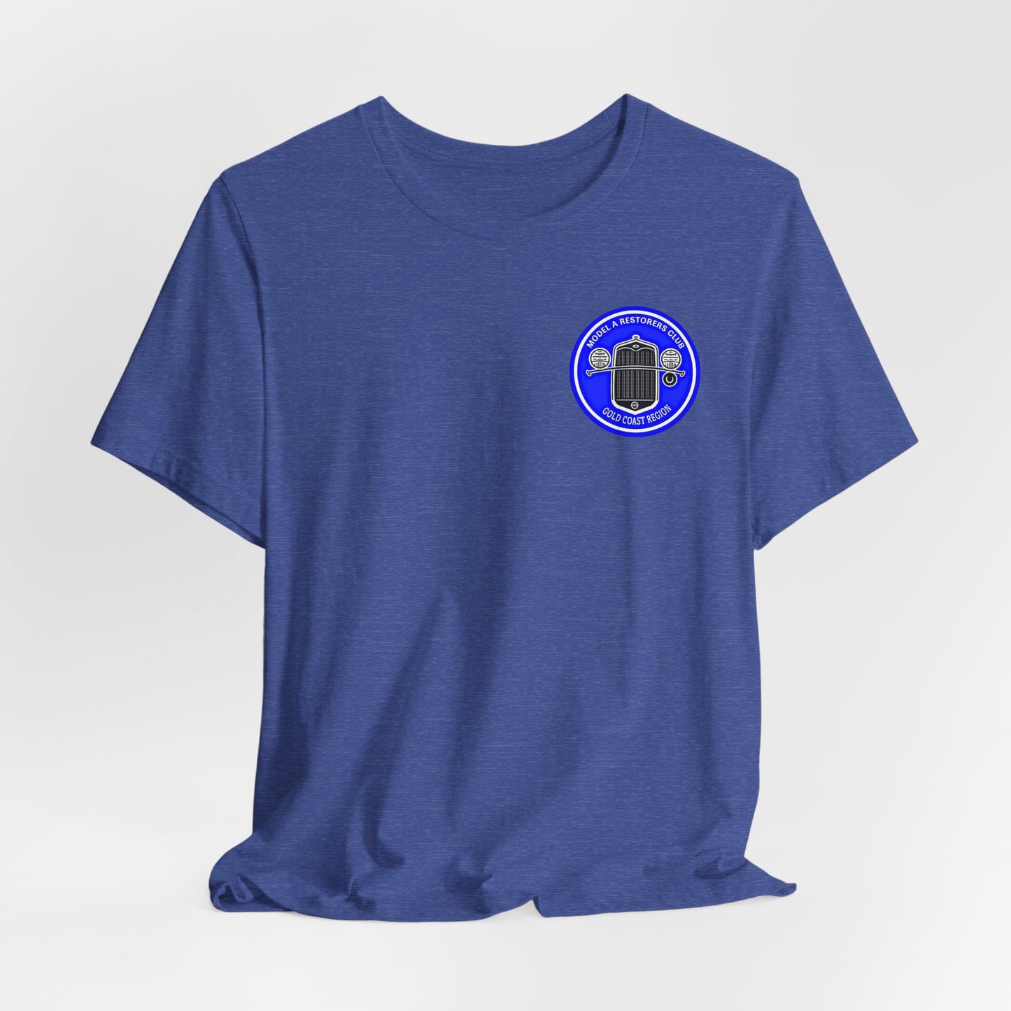 Gold Coast Region Model A Restorers Club T‑Shirt (small logo on front & large logo on back)