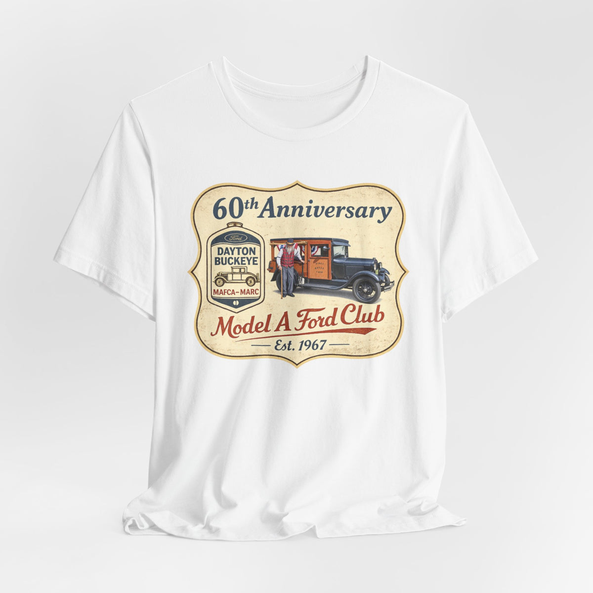 Dayton Buckeye Model A Ford Club 60th Anniversary Tee (Piney Wood Farm) - Unisex Soft Short Sleeve Tee
